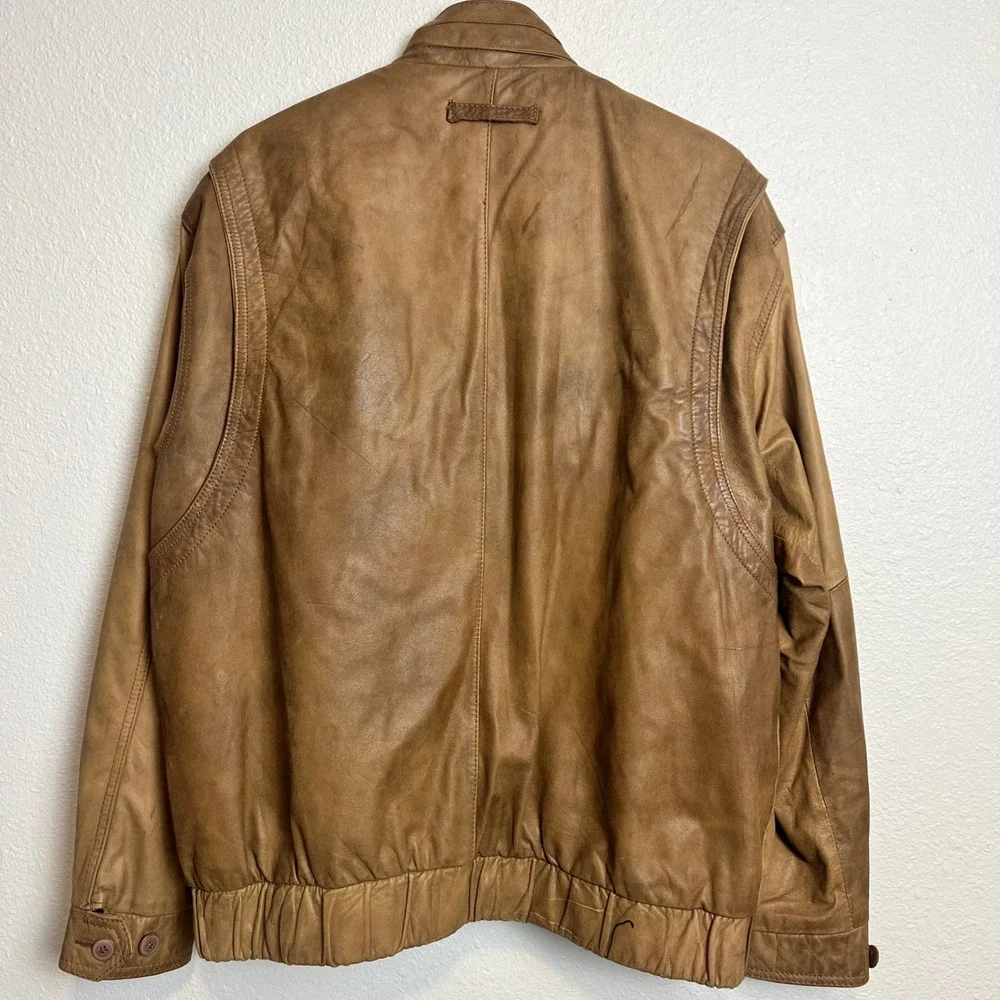 Vintage Brown Leather Bomber Jacket - London Fog Mens size‎ XL